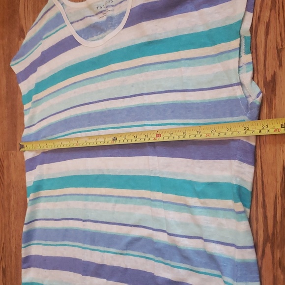 (XL) Talbots 100% Linen Lightweight Slightly Sheer Striped Pastel Vacation Beach - Picture 5 of 6
